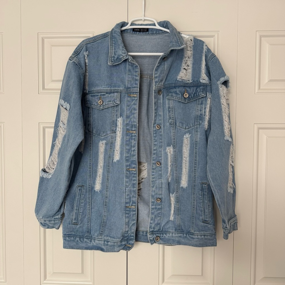Oversized Distressed Jean Jacket